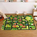 Zacoo Kids Car Rug Play Mat, City Roads Learning Carpet Great for Playing with Cars and Toys Kids Carpet Playmat Soft Non Slip Playtime Activity Mat for Playroom Bedroom Classroom 5x7 ft Black Street