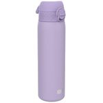 ION8 Lightweight Steel Water Bottle, 600 ml/20 oz, Non-Insulated, Leak Proof, Easy to Open, Secure Lock, Dishwasher Safe, Flip Cover, Fits Cup Holders, Carry Handle, Metal Water Bottle, Light Purple