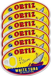 Ortiz White Tuna in Olive Oil, Fresh Tender Slices, Spanish Wild Caught Tuna, High in Protein and Omega 3 Fats, Excellent in Salad, Pasta or Sandwiches - No Need to Add Mayo, 3.95oz Can (Pack of 6)