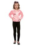 Smiffys Grease Pink Ladies Jacket for Kids, Pink Jacket with Embroidered Logo, Officially Licensed, Perfect for Matching Outfits, Fancy Dress, and Playful Music-Themed Events, Girls Age 4-6 costume