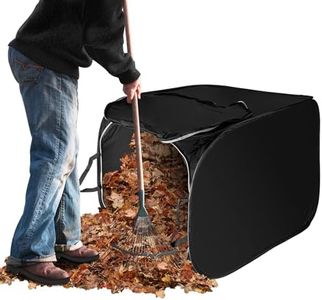 Salcod 100-Gallon Pop Up Leaf Collector (38*24.5*24.5 inches) with Anchor Stakes, Portable Leaf Pick Up Tools, Lightweight Leaf Removal Tools, Reusable Yard Leaf Bags for Collecting Lawn Trash, Black