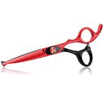 6 Inch Hair Cutting Scissors Kids Safety Round Tips Shears Professional Salon Barber Hairdressing Haircut Scissors for Children Adults Japanese Stainless Steel Black and Red