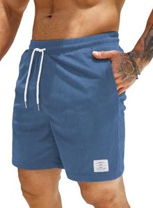 JMIERR Mens Corduroy Shorts Loose Fit Flat Front Elastic Waist Drawstring Lightweight Summer Beach Pants for Men US 34 (Medium) Ashleigh Blue