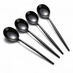 KitchAntique 8.7" French Style Matte Black Dinner Knife | 4-Piece Stainless Steel Flatware Steak Knives Set | Elegant Dishwasher-Safe Silverware Cutlery Set for Home, Restaurants & Gifting