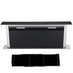 Cookology Downdraft Cooker Hood, Built-into Island Worktop Extractor Fan & Recirculating Carbon Filter (90cm, Black)