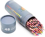 48 Oil Based Colored Pencils for Adults & Artists - Professional Pastel Color Pencils for Drawing, Sketching and Coloring Books - Soft Core Art Coloring Pencils Set with Skin Tone - Adults & Kids