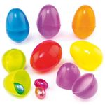 Baker Ross L1047 Coloured Plastic Eggs for Kids to Fill with Easter Treats Spring & Easter Party Bag Fillers & Prizes (Pack of 12), Assorted