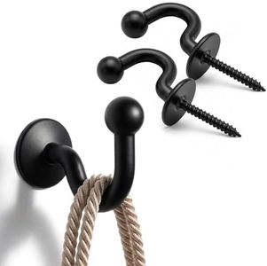 Curtain Holdbacks 2 Packs, Iron Hook Wall Mounted Drapery Tiebacks, Metal Curtain Holders, Perfect for Home & Office, Black