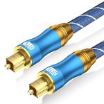 EMK Optical Audio Cable, Audio Cable Digital Toslink Optical Cable S/PDIF Toslink[OPTICAL] Connectors Compatible With Playstation, Sound Bar(1.8M,24K Gold-Plated Optical, Blue)