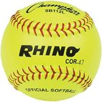 Champion Sports 12" Leather Cover Softballs - Cork Core - Medium Compression - NFHS Approved - Raised Seams - Optic Yellow - Pack of 12