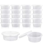 Augshy 40 Pack Small Slime Containers With Lids, Hawaiian Shaved Ice Mold Jello Shot Cups Condiment Containers Plastic Portion Cups with Lids for Salad Dressing Food Storage Containers(2 oz)