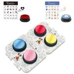 RIBOSY Soundboard, Set of 4 Recordable Buttons with Mat for Dog Training - Record & Playback Your Own Message to Teach Your Dogs Voice What They Want