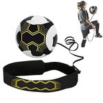 AOZBZ Football Kick Trainer, Soccer Training, Aids Hands Free Throw Sole Practice Equipment, for Kids and Adults with Adjustable Belt Elastic Rope Fits Ball 3, 4,and 5(Cool Black)