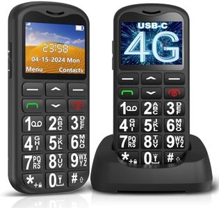 ukuu 4G - Teléfono móvil para personas mayores, sin contrato, largo tiempo en espera, teclas grandes, con estación de carga, pantalla a color de 1,8 pulgadas, doble SIM SOS, botón de llamada de