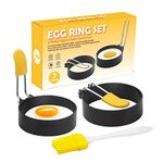 Stainless Steel Egg Ring, 2 Pack Nonstick Round Breakfast Household Mold Tool Cooking with Anti-Scald Handle, Round Egg Cooker Rings for Frying Shaping Cooking Eggs and Omelet