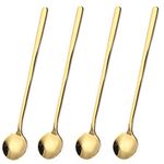 Stainless Steel Coffee Spoons, 6.7 Inch Stirring Spoons, Cocktail Stirring Spoons for Coffee Tea Dessert Cake Ice Cream Cappuccino (Gold)