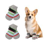 YAODHAOD Anti-Slip Dog Socks for Hardwood Floor, Dog Boots & Paw Protectors to Prevent Licking, Slipping, Grippers Traction Control Non-Slip Socks for Old Senior and Puppy Dog (Striped Pattern, M)