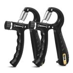 2PCS Grip Strength Trainer with 22-220Lbs (10-100kg) Adjustable Resistance, Hand Gripper, Forearm Strengthener, Finger Exerciser for Muscle Building and Injury Recovery