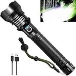 LED Rechargeable Flashlight, 300000 High Lumens Super Bright Flashlight with ΒATTERY & USB Cable, Waterproof Handheld Powerful Flashlight with 3 Modes for Camping Emerge∩cy Reading