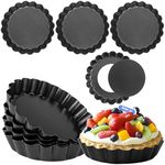 12Pcs Tart Pans for Baking, Egg Tart Molds Mini Carbon Steel Muffin Cake Mold with Removable Bottom Tart Shells Non-Stick Tart Tins for Pies Mousse Cakes Dessert Baking(4 inch)