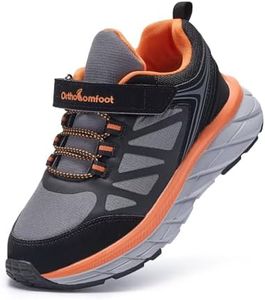 Boys Girls Kid Orthopedic Walking Shoes Arch Support: Supportive Pain Relief Hammer Toes Sports Sneakers, Comfortable High Arch Adjustable Fit Hanging Out Boys Girls Shoes Orange Black Little Kid 1
