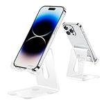 Urmust Acrylic Phone Stand, Portable Cell Phone Stand, Clear Phone Holder for Desk, Desk Accessories, Compatible with iPhone 14 13 12Pro Max Mini 11,Android Smartphone, Pad, Tablet, Desk Accessories