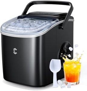 EASYERA Ice Maker Machine Countertop, Portable Small Size, 6 Mins Fast Ice, 12kg/24H, 2 Ice Sizes, Self-Cleaning with Ice Bags, Scoop, Basket for Kitchen, Office, Party - Black