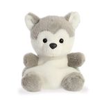 Aurora Palm Pals, Busky The Husky Dog, Soft Toy, 33474, 5 inches, Grey and White