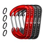 RHINO Produxs 12kN Heavy Duty Lightweight Wiregate Snap Carabiner Clips with Keyrings- Excellent for Securing Pets, Outdoor, Camping, Hiking, Hammock, Dog Leash Harness, Keychains, Water Bottle