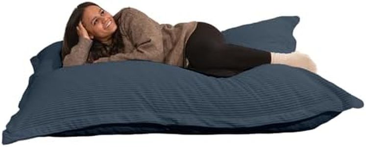 Pouf Géant XXL d’Intérieur en Velours Côtelé 180 x 140 cm - Doux, Confortable & Déhoussable - Généreusement Rembourré, Détente Totale - Pouf Lit XXL Salon, Chambre Ado, Gamer (Bleu Nuit)