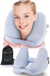 FLOWZOOM AIR Travel Pillow for Kids - Inflatable Kids Neck Pillow for Travel - Kids Travel Cushion - Skyblue