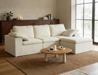 ANONER 108" Cloud Sectional Couches for Living Room, Boneless L Shaped Modular Sectional Sofa with Ottoman, Deep Seats Comfy Chenille Cloud Couch, Convertible, No Assembly, Beige