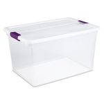 Sterilite 66 Qt ClearView Latch Storage Box, Stackable Bin with Latching Lid, Plastic Container to Organize Clothes in Closet, Clear Base, Lid, 6-Pack