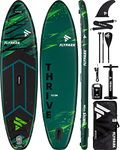 Flypark 11'x34'' Super Wide Inflatable Stand Up Paddle Board, Ultra Stable Wide SUP for 2 People/Family/Big Size w/Shoulder Strap, Big 100L Backpack, Dual Bungees for Fishing, All-Round Sup Board