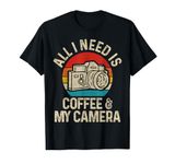 Photographers Coffee & Camera Funny Vintage Photography T-Shirt