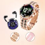 Fire turtle Gen 12 Diamond Strap HD Display 2 Straps BT Calling Smartwatch (Rose Gold Strap) for Mens and Womens with ON/Off Logo TWS T12 Max: Air Buds, Mic, Charging Case Included Bluetooth Headset