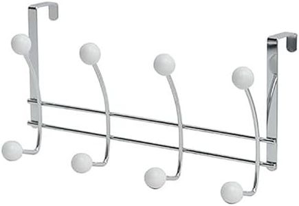 Over The Door Hook Rack Chrome Finish with 8 White Ball Ends