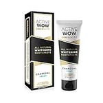 Active Wow Activated Charcoal Toothpaste - Charcoal Toothpaste for Whitening, Charcoal Teeth Whitening, Made with Organic Coconut Oil & Xylitol, Charcoal Activated Toothpaste (4 Ounce (Pack of 1))