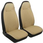 GIANT PANDA Front Seat Covers for Bucket Seats, Faux Leather Seat Covers Universal for Most Cars SUV and Mini Van (Beige)