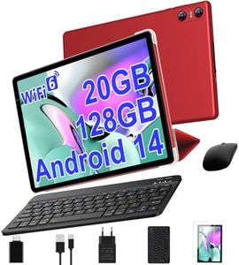 SKYEGG Tablet 10 Pulgadas Android 14 con 20 GB RAM + 128 GB ROM (Ampliable a 1TB), Widevine L1, 5G Wi-Fi 6, GPS, 8 Core, 8 MP + 5 MP, USB-C Tablet con Teclado + Ratón + Funda, Rojo
