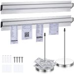 Photect 4 Pcs Ticket Holder for Restaurant Set Including 2 Stainless Steel Receipt Holder Spike Ticket Spike and 2 Aluminum Slide Rack Rail for Restaurant Cafes Kitchen(Silver, 15.8 x 2.3 Inch)