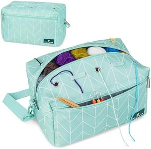 PAVILIA Yarn Bag Knitting Crochet Bag Organizer, Yarn Bags For Crocheting On The Go, Yarn Storage Project Bag for Crochet Knitting Accessories, Gifts For Crocheter Knitter, Teal