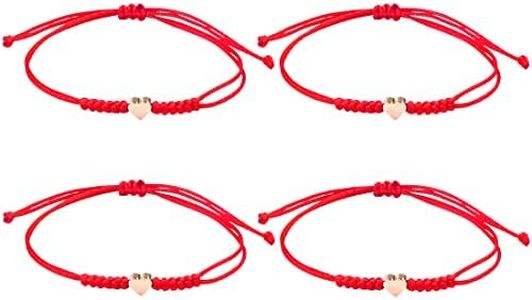 4 Piezas pulseras rojas en forma de corazón para la novia, la novia, la hermana, el amigo, la amistad Pulsera,Trenzadas Pulsera para Mujeres Niña Hombres Hechas a Mano Trenzado Pulsera Cuerda Pulseras