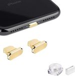 Mizi [2 Pack] Metal Anti Dust Plug, Protect Charging Port from Dust and Moist with Storage Box and Cable Clip Holder for iPhone 14 13,12,11,X,Xs,8,7, Plus, Max, Pro, Mini, iPad, AirPod - Gold