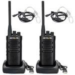 Retevis RB85 Walkie Talkies, Long Range 2 Way Radio with Earpieces, AI Noise Canceling, 2000mAh VOX Hands Free, Emergency Alarm Walkie Talkie Professional for Restaurant, Hotel (Black, 2Pcs）