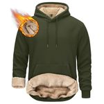 TACVASEN Men's Sweatshirts Hoodies Windproof Hooded Sweatshirt Warm Thick Sherpa Pullover Soft Fleece Hiking Hoodie Active Coat Men Outdoor Fleece Coats Army Green