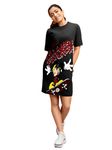 Bewakoof Heavy Duty 1.0 Official Disney Merchandise Women's Graphic Printed Oversized Dress_589799_Black_S