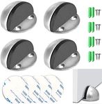 nuoshen 4 Pieces Stainless Steel Floor Door Stopper, Oval Floor Mounted Half Moon Door Stop with Screws and Glues