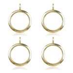 WANDIC Glossy Photo Charms, 4 pieces Gold Round Memory Locket Pendant Bridal Wedding Bouquet Charms for Photo or Decoration, 30mm