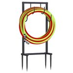 Garden Hose Holder Freestanding, 4 Spikes Hose Storage for Outside, 150ft Water Hose Holders for Outside , Black